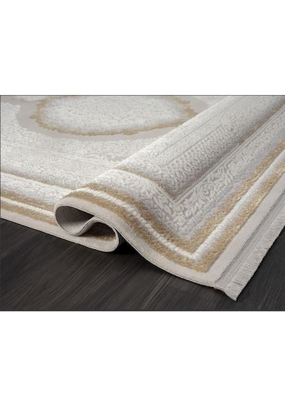 Çam Halı Crown Fl001s Krem Gold Klasik Desen Salon Halısı