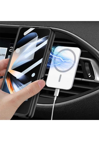 Rba Aksesuar Galaxy Uyumlu Z Fold 4 Kılıf Wireless Şarj Özellikli Rba Kıpta M-safe Kapak - Siyah Siyah