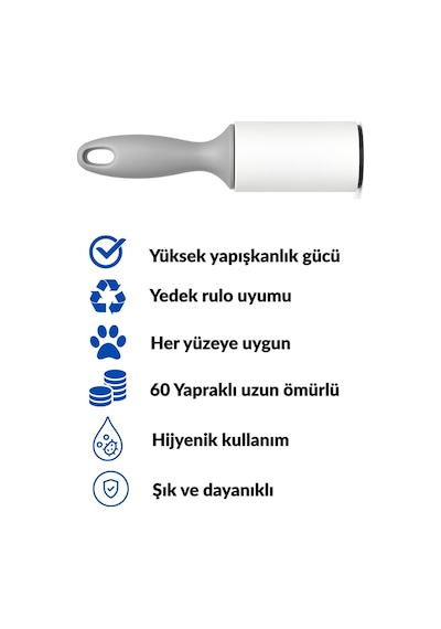 Yüksek Yapışkanlı Tüy Ve Leke Toplayıcı 60 Yapraklı Rulo , +5 Yedek Rulo