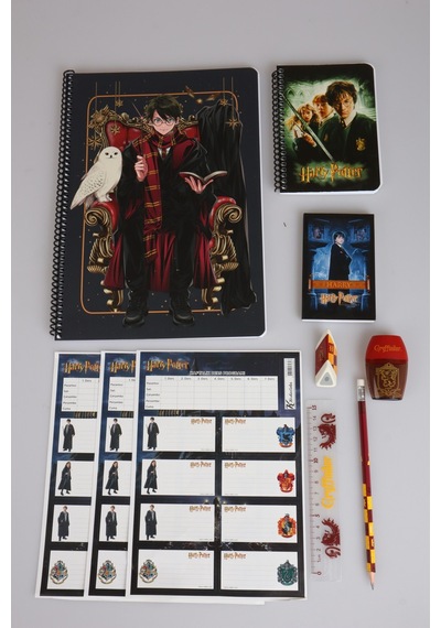 X Dekomus "wizard Icons Collection" Harry Potter Lisanslı 10 Parça Kırtasiye Seti A4 Defter,cetvel,kurşun Kalem,silgi,kalemtraş Altın
