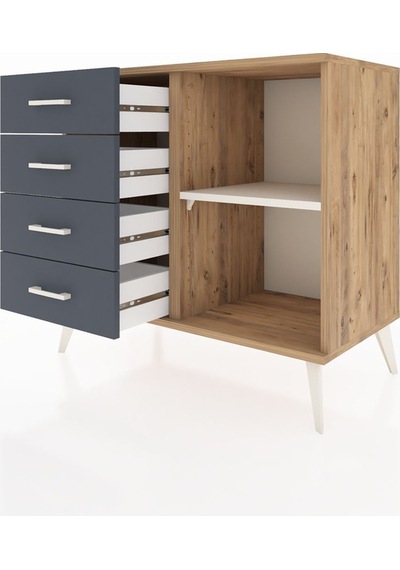 Hyperion Şifonyer Tek Raflı 4 Çekmeceli 88x44x80 Çam-aytaşı/antrasit Aytaşı/antrasit Hyperion Şifonyer Tek Raflı 4 Çekmeceli 88x44x80 Çam-aytaşı/antrasit Aytaşı/antrasit