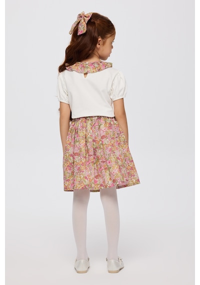 Panço Liberty Kumaş Desenli Kız Çocuk Etek Pembe