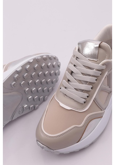 Dgn 041 Kadin V Desenli Sneaker 041-2252-R45615 Gümüş