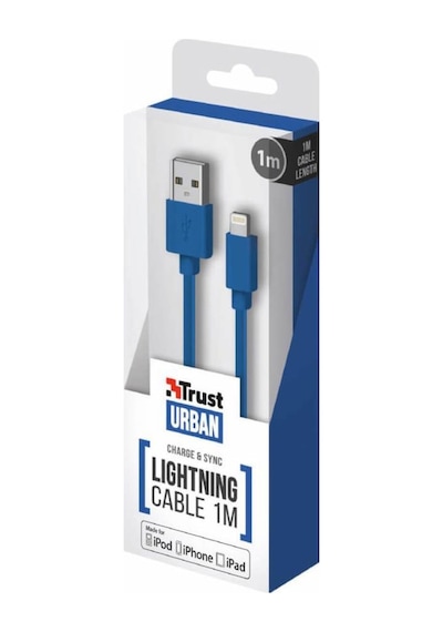 Trust 20128 Flat Lightning Kablo 1 M Mavi