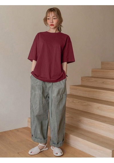Flood Of Style Kadın Bordo Fructification Baskılı Oversize T-shirt