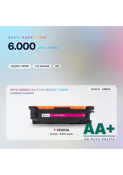 Hp 507a Ce403a Kırmızı Uyumlu Toner Aa Plus / Laserjet Enterprise 500 M551 / M575 / Pro 500 M570