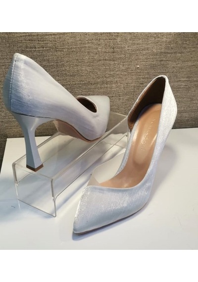 New Angel 853 Kadın Topuklu Şeffaf Detaylı Stiletto Ayakkabı Gümüş