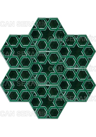 Can Seramik - 15x17 Cm. Kabartmalı Selçuklu Yıldızı Çini Karo N11.438