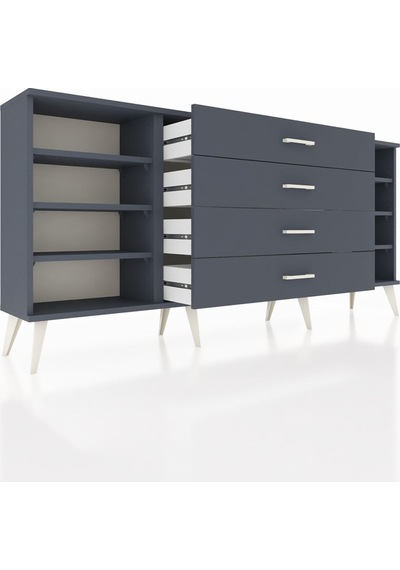 Arges Konsol 6 Raflı 4 Çekmeceli 176x30x83 Antrasit-antrasit/antrasit Antrasit/antrasit Arges Konsol 6 Raflı 4 Çekmeceli 176x30x83 Antrasit-antrasit/antrasit Antrasit/antrasit