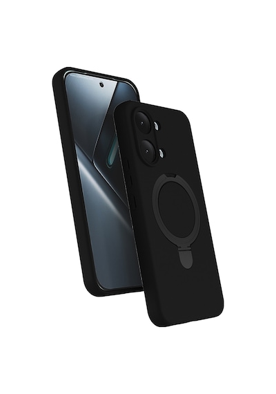Xiaomi Poco X8 Pro Max Kılıf M-safe Şarj Özellikli Standlı Silikon Samara Kapak Siyah