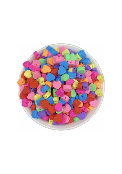 25 Adet Polimer Kil Renkli Kalp Model Fimo Boncuk,takı Yapımı