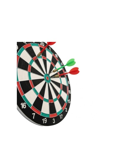 15 İnç Ahşap Dart Tahtası 4 Metal Uçlu Dart Oku Ve Askı Aparatı