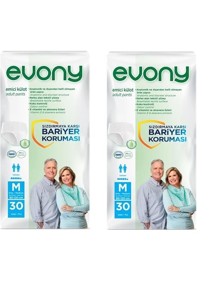 Evony 5.5 Damla Emici Külot Orta Boy M 30'Lu x 2 60 Adet