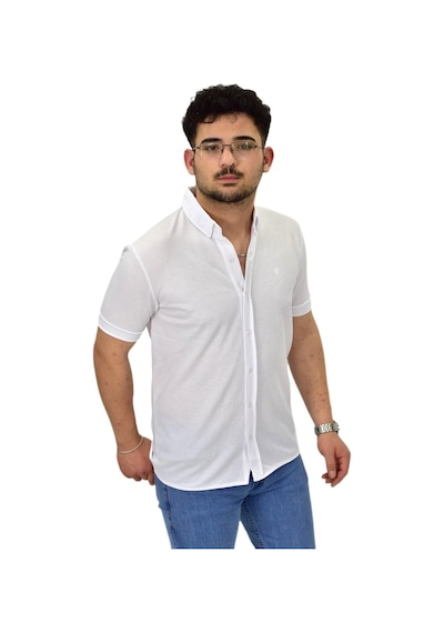 Erkek Büyük Beden Gömlek Yaka Düğmeli Tişört Bgl-st04525 Beyaz