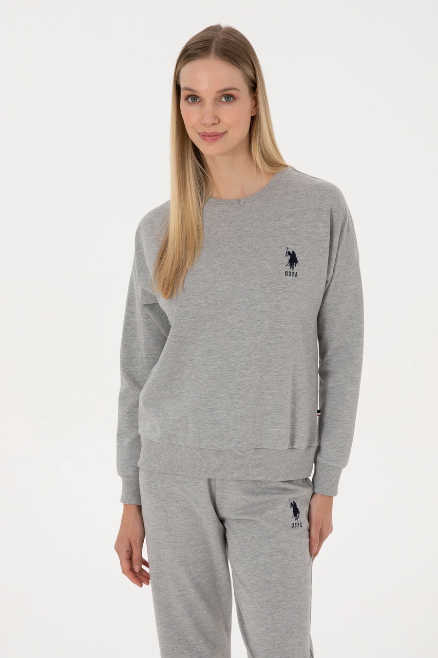 U.S. Polo Assn. Kadın Gri Melanj Pijama Takımı 50318899-VR086