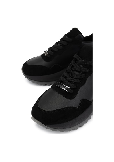 Tamer Tanca Kadın Suni Deri Siyah Süet/antrasit Sneakers & Spor Ayakkabı 1009 2220 Bn Ayk Sk25-26 Syh/syh Suet/ant Siyah