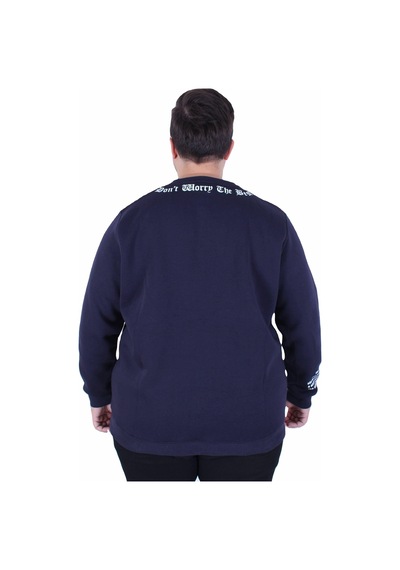 Moc Grande Mocgrande Büyük Beden Bisiklet Yaka 3ip Sweat Dream 25715 Lacıvert Lacivert