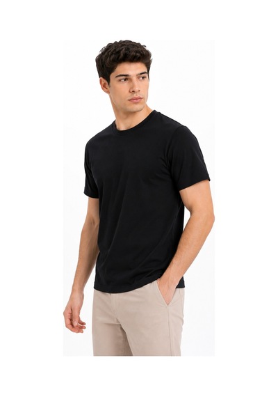 Masion Rae Erkek 5'li Basic Regular Fit Tişört Seti %100 Pamuk Bisiklet Yaka Siyah Renk