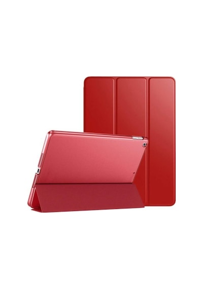 Apple Uyumlu iPad 5. 6. Nesil 2017 2018 9.7" Inc Kılıf Smart Cover Katlanabilir Standlı Akıllı Kapak Kırmızı