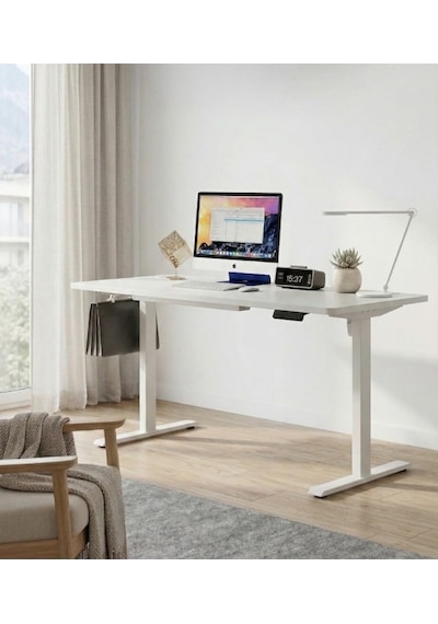 Adorn İstanbul - Yüksekliği Ayarlanabilir Ergonomik Bilgisayar & Çalışma Masası - Tek Motor Beyaz