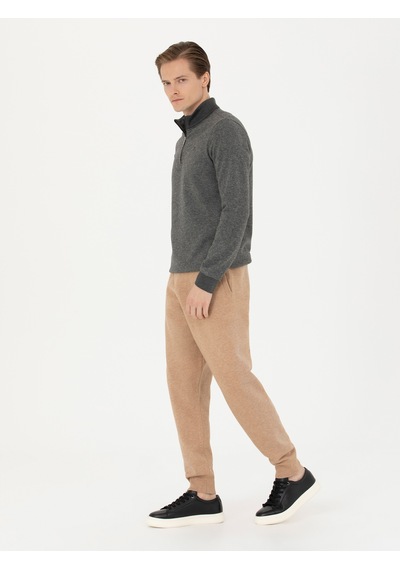 Cacharel Bej Jogging Fit Lastik Paçalı Triko Pantolon