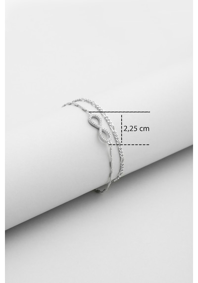 Sonsuz Aşk 18 Ayar Beyaz Altın Kaplama 19 Cm Gümüş Zincir Bileklik Beyaz