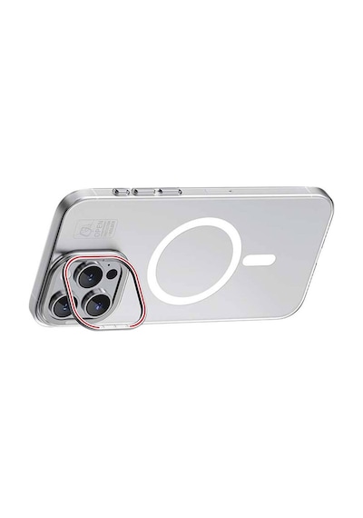 Apple Uyumlu iPhone 15 Plus Kılıf Recci Magnetic Glass Serisi Standlı Magsafe Şarj Özellik Kapak Beyaz