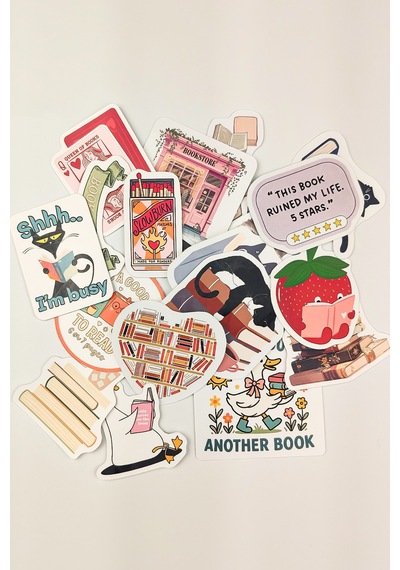 Kitap Temalı Sticker Paketi 20 Parça Bookish Kaliteli Su Geçirmez Laptop Termos Telefon Etiket Seti