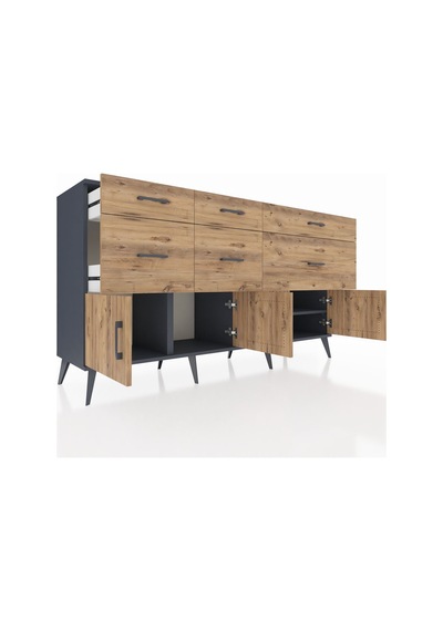 Hyperion Konsol Tek Raflı 6 Çekmeceli 4 Kapaklı 176x44x99 Antrasit-çam Antrasıt/atlas Çam - Antrasıt Hyperion Konsol Tek Raflı 6 Çekmeceli 4 Kapaklı 176x44x99 Antrasit-çam Antrasıt/atlas Çam - Antrasıt