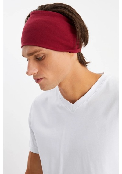 Erkek Pamuklu Penye Kaymaz Ultra Hafif Spor Geniş Saç Bandı Bandana - Tek Ebat / Bordo Bordo