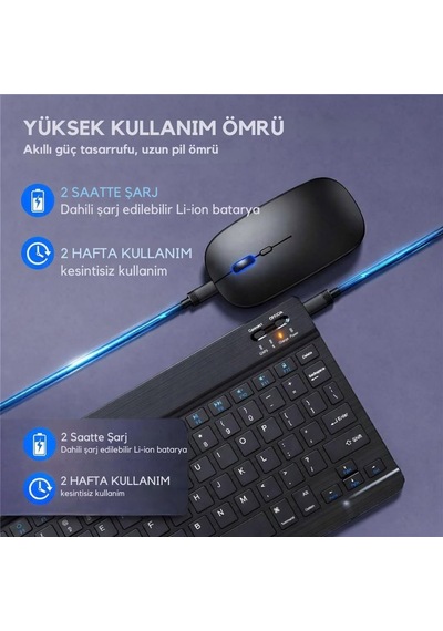 Bluetooth Klavye, Taşınabilir Mini Klavye, Windows, Android, iOS, Tablet Ve Tv Uyumlu Bluetooth Klavye, Ergonomik İnce Tuş Tasarımı, Dayanıklı Ve Uzun Pil Ömrü, Pratik Yapı, 78 Adet Tuş