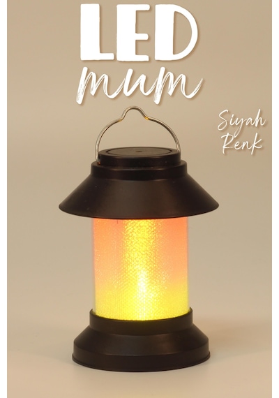 3lü Led Mum Sokak Lambası Tip Kulplu Dumansız Pilli Alevli Dekoratif Yapay Mum Işıldak Siyah 1036-9