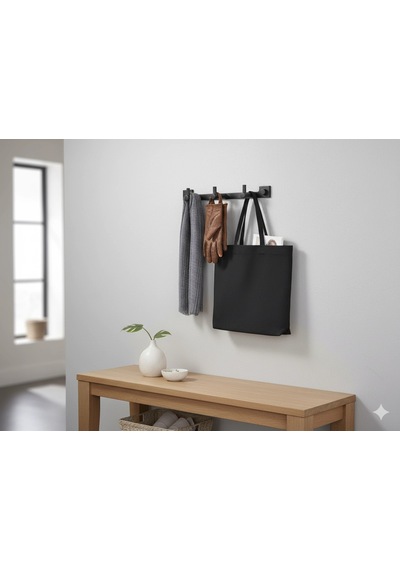 Tema Prima 3'lü Set Askılık Mat Siyah Mat Siyah
