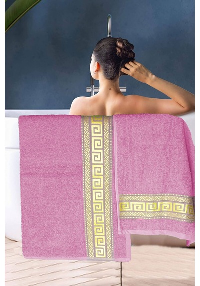 2 Parça Banyo Havlu Seti Helen %100 Pamuklu 70x140 Cm Pembe