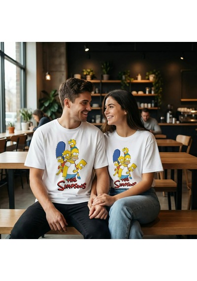 Family Bonds: The Simpsons Valentine's Day Special - Oversize T-s Beyaz