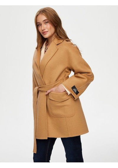 Faik Sönmez Kaşmir Karışımlı Beli Kuşaklı Kaban W26kbn011 Uw26kbn01135 Camel