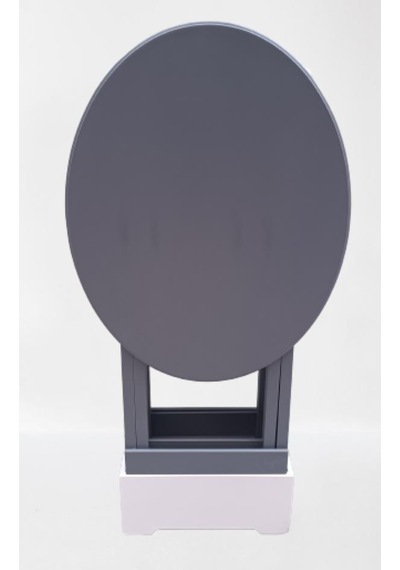 Çanta Zigon Sehpa Oval Model İkili Takım Ahşap Mdf Gri Renk Uyumu El Yapımı