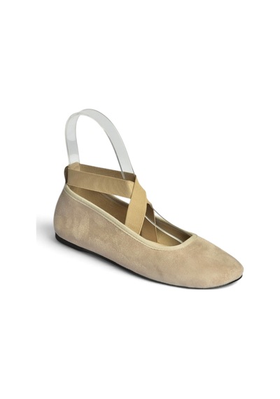 Fox Shoes Z250021002 Vizon Süet Çapraz Lastikli Kadın Babet