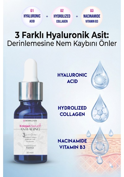 Yaşlanma Karşıtı 3 Etkili Antı Agıng Kolajen Serum 30 Ml