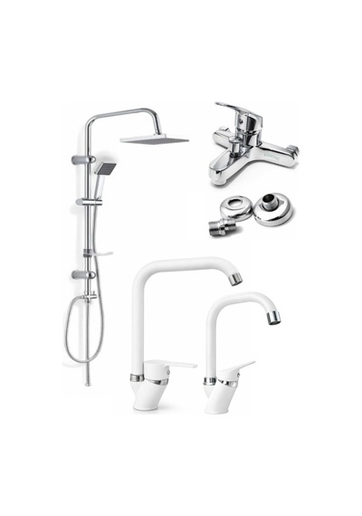 Köşe Borulu Full 4'lü Set Banyo - Lavabo - Mutfak Batarya Musluk Ve Robot Duş Diğer