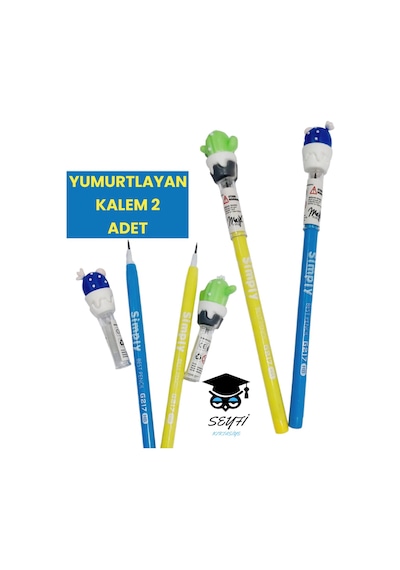 Eğlenceli Yumurtlayan Kurşun Kalemler 2 Adet Sarı-mavi