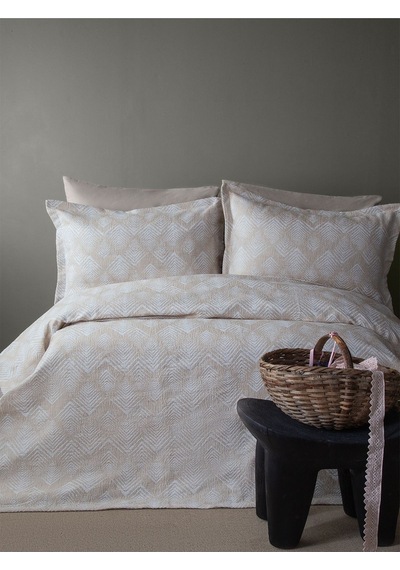 Bedline Tek Yatak Örtüsü Çift Kişilik Areca Bej 230x240 Cm Bej