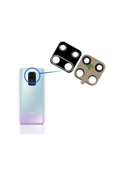 Xiaomi Uyumlu Redmi Note 9 Pro Arka Kamera Camı Lens Yapışkanlı Siyah