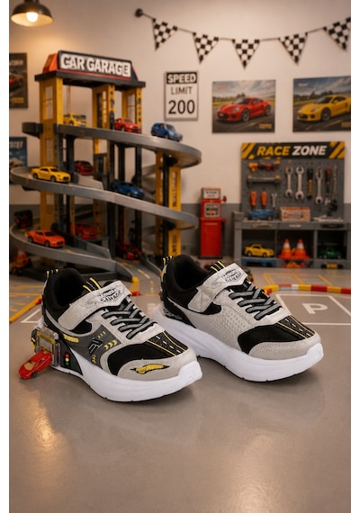 Mini Bonito Erkek Çocuk Ortopedik Garaj Tabanlı Spor Ayakkabı Çift Metal Arabalı Tasarım Gri Mini Bonito Erkek Çocuk Ortopedik Garaj Tabanlı Spor Ayakkabı Çift Metal Arabalı Tasarım Gri