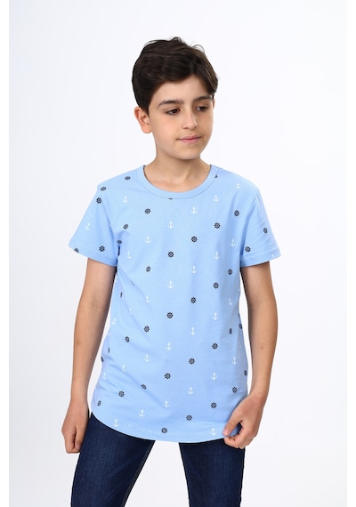 Toontoy Kids Toontoy Erkek Çocuk Dümen Ve Çapa Baskılı Tişört Mavi