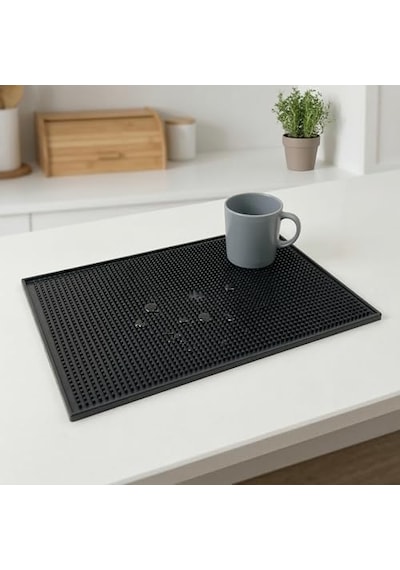Lüx Bar Matı 43x28 Cm Kaymaz Siyah Kauçuk Bar Ve Bulaşık Matı - Dayanıklı Dökülme Ve Servis Matı 450 Gr Bar Diğer