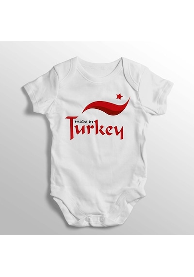 İmaj Tuğbababy Made In Turkey Yazılı Baskılı Bebek Zıbını Beyaz