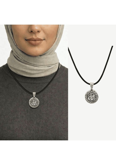 Tesbihane İsme Özel Üzeri Arapça Allah Yazılı 925 Ayar Gümüş Kadın Cevşen Kolye