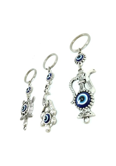 Nazar Boncuğu Metal Tavus Kuşu+ Kaplumbağa+ Testi Anahtarlık/diki