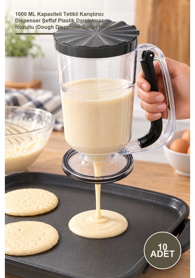 10 Adet Hamur Porsiyonlayıcı 1000 Ml Kapasiteli Li Karıştırıcı Dispenser Şeffaf Plastik Damlatmaz Nozullu Dough Dispenser Batter Pourer